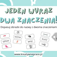 Gra edukacyjna "Jeden wyraz, dwa znaczenia!" zachęca do akcji dopasowywania obrazków do słów.