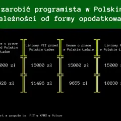 Porównanie zarobków programisty: umowa o pracę, liniowy PIT i ryczałt (12%) w Polskim Ładzie. Najwyższe zarobki netto przy ryczałcie.