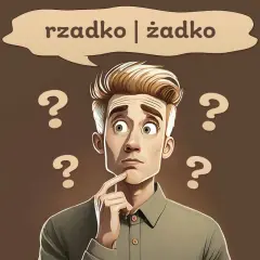 Zastanawiający się mężczyzna otoczony znakami zapytania, myślący, czy coś dzieje się rzadko, czy żadko.