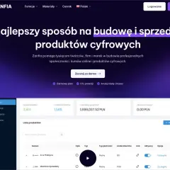 Interfejs Zanfia do zarządzania produktami cyfrowymi. Widok listy produktów z danymi o klientach i przychodach.