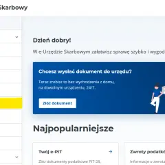 Menu e-Urzędu Skarbowego z podświetloną opcją "Rozliczenia". Możesz tu załatwić sprawy związane z fiscus.