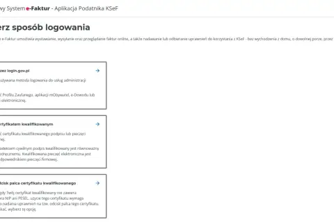Wybór logowania do KSeF: login.gov.pl lub certyfikatem kwalifikowanym. Certyfikat ksef to klucz do elektronicznych pieczęci.