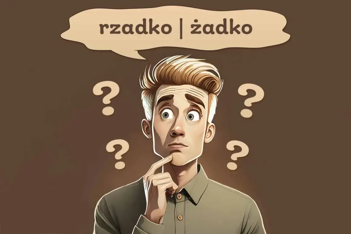 Zastanawiający się mężczyzna otoczony znakami zapytania, myślący, czy coś dzieje się rzadko, czy żadko.