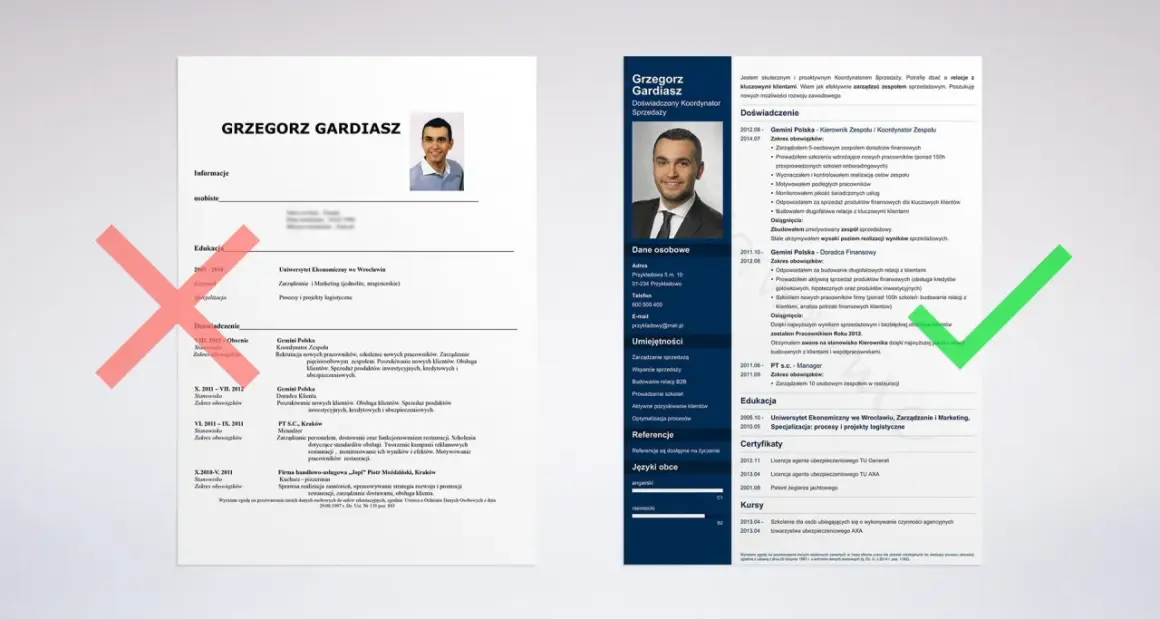 CV Grzegorza Gardiasza: doświadczony koordynator sprzedaży, z kluczowymi umiejętnościami w budowaniu relacji z klientami i zarządzaniu zespołem.