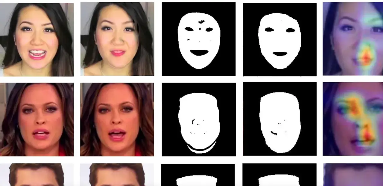 Analiza twarzy, maski i mapy cieplne pokazują, jak działa technologia deepfake.